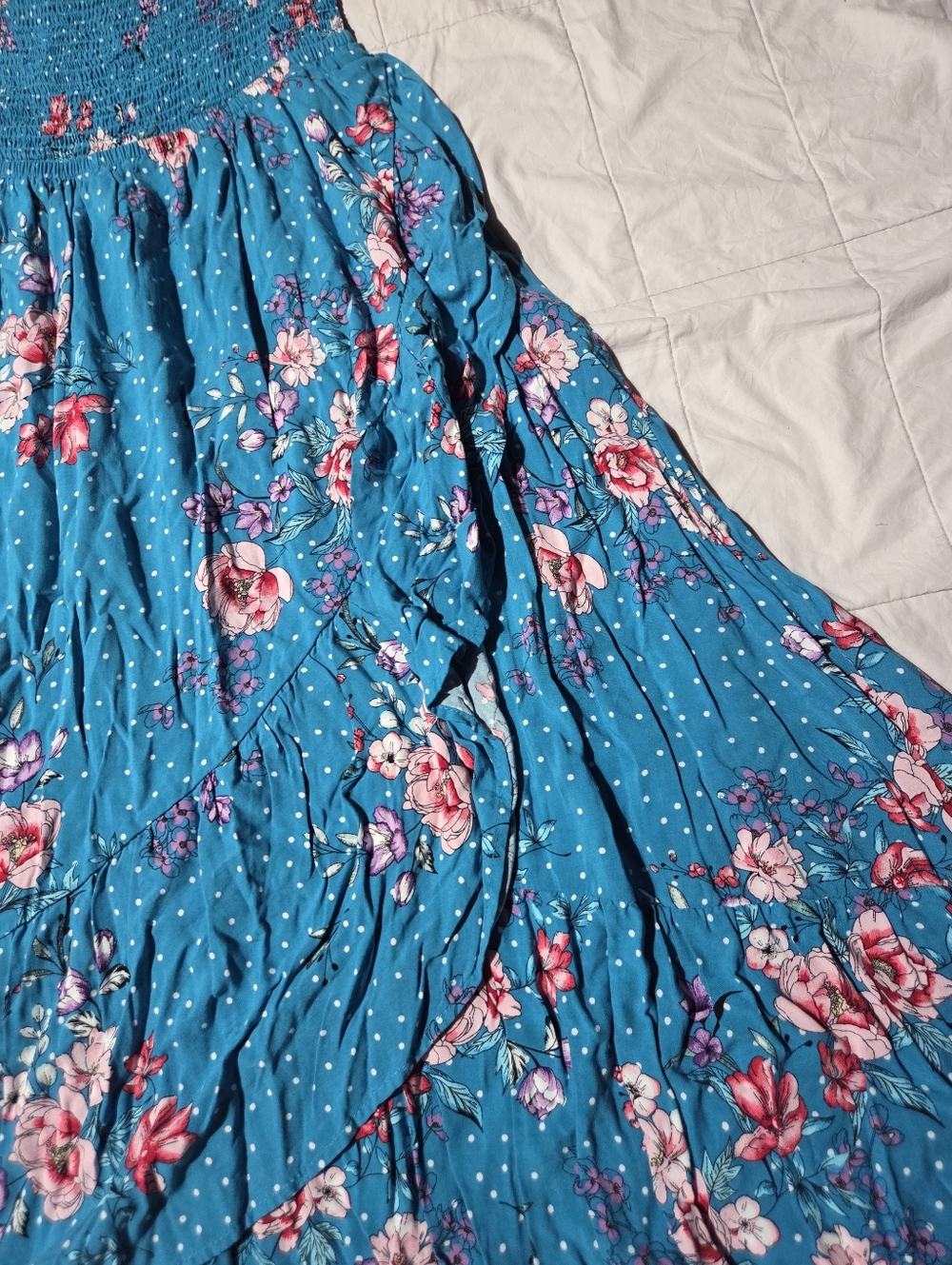 torrid Teal Floral Smocked Dress - Picture 9 of 10